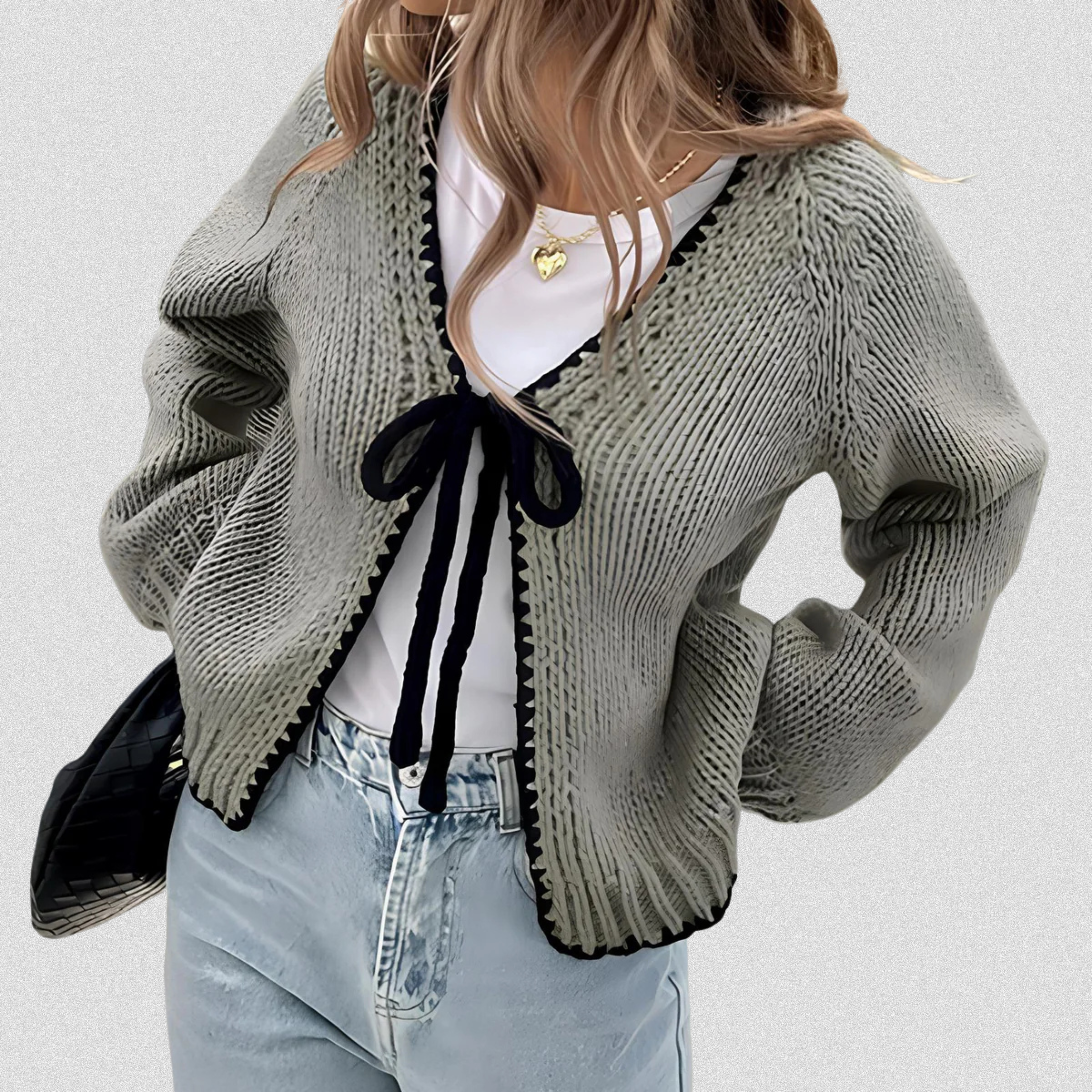 ALULAH™ - Chic Long Sleeve Open Front Ribbon Cardigan