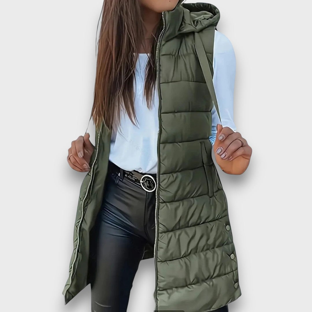 Kaira – Casual sleeveless hooded puffer vest