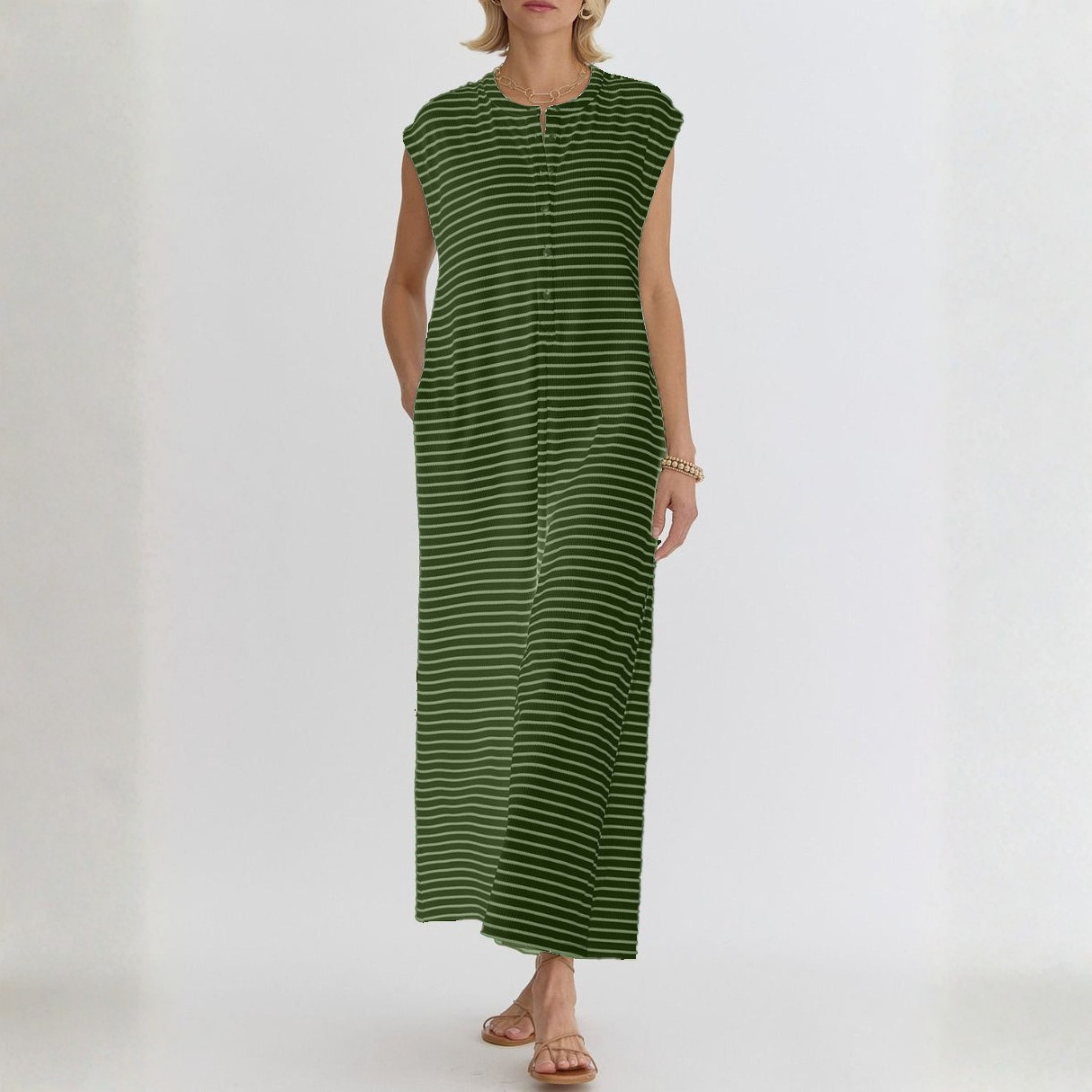 KETURAH™ - Casual Striped Cap Sleeve Wide Leg Jumpsuit