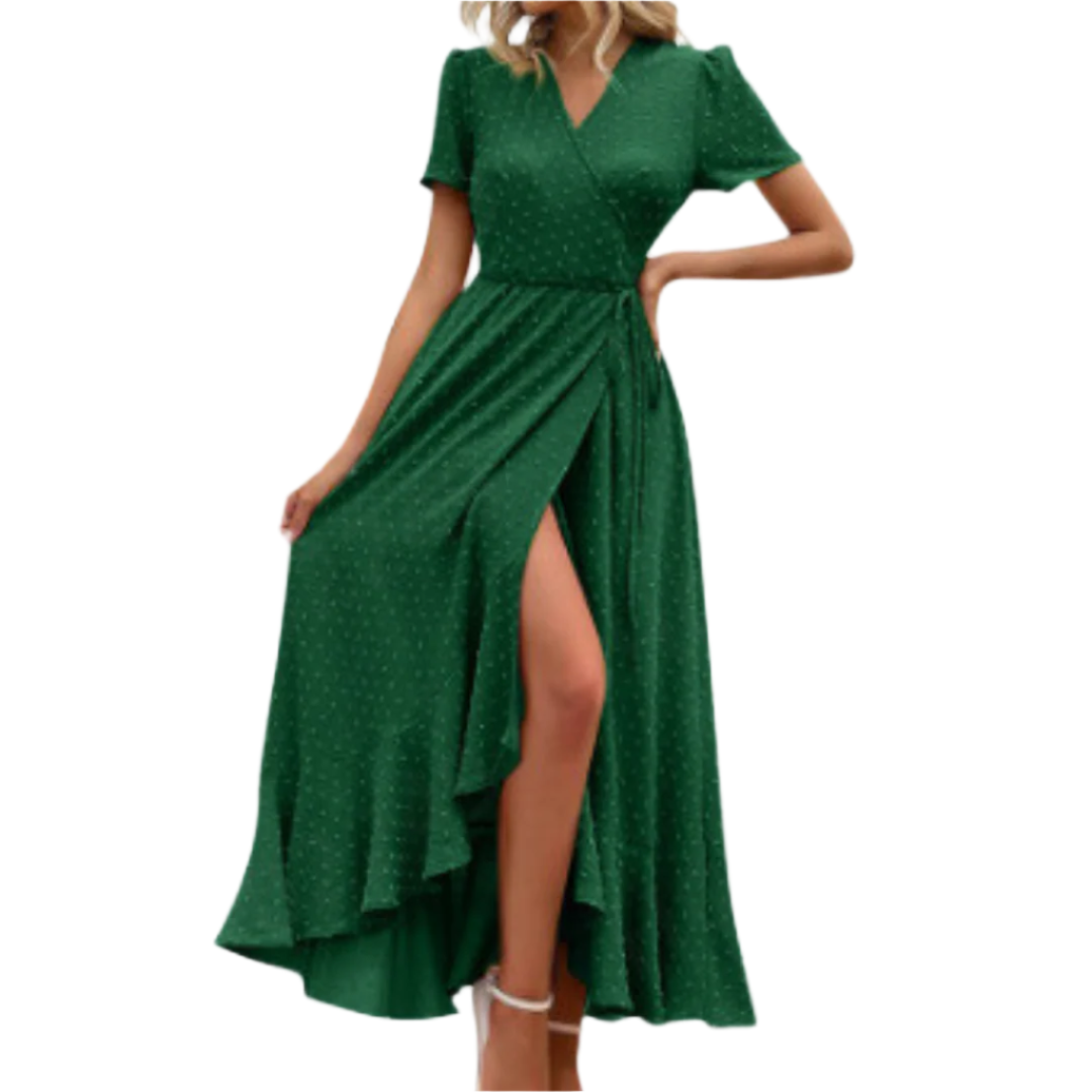 MARJORIE™ - Cozy Summer Wrap Ruffle Hem Split Maxi Dress