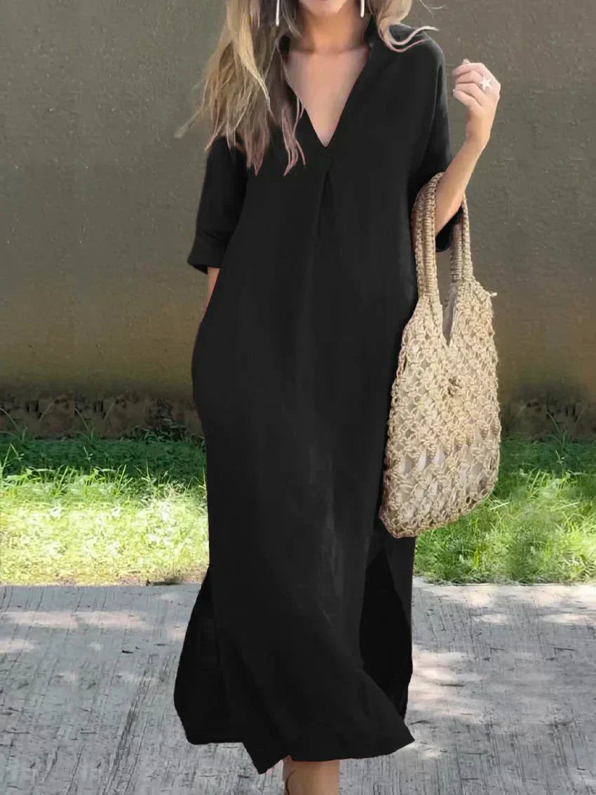 JULIA™ – Classic V-Neck Maxi Dress