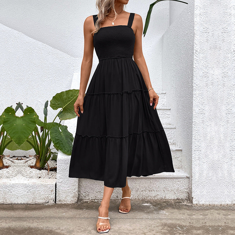 FIORELLE™ – Vintage Frill Hem Shirred Backless Sundress