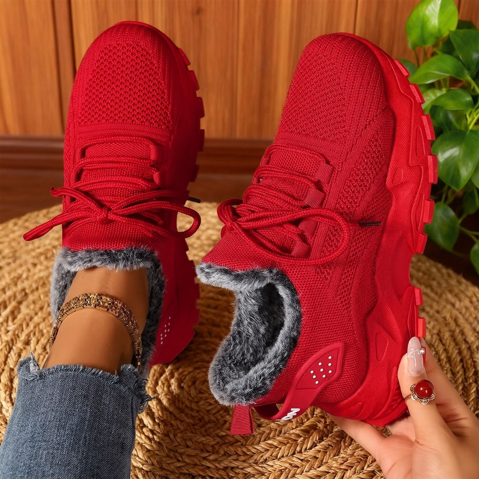 BRYDEE™ - Casual Fleece Lace-Up Lightweight Sneakers