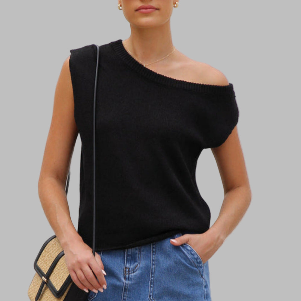 JUDITH™ - Classy Off Shoulder  Short Sleeve Sweater Blouse