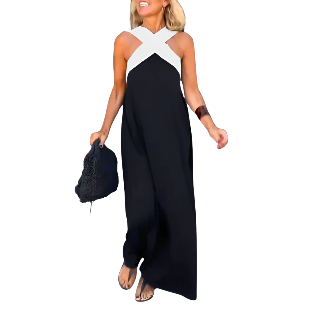 IYANA™ – Elegant Cross Neck Summer Maxi Dress