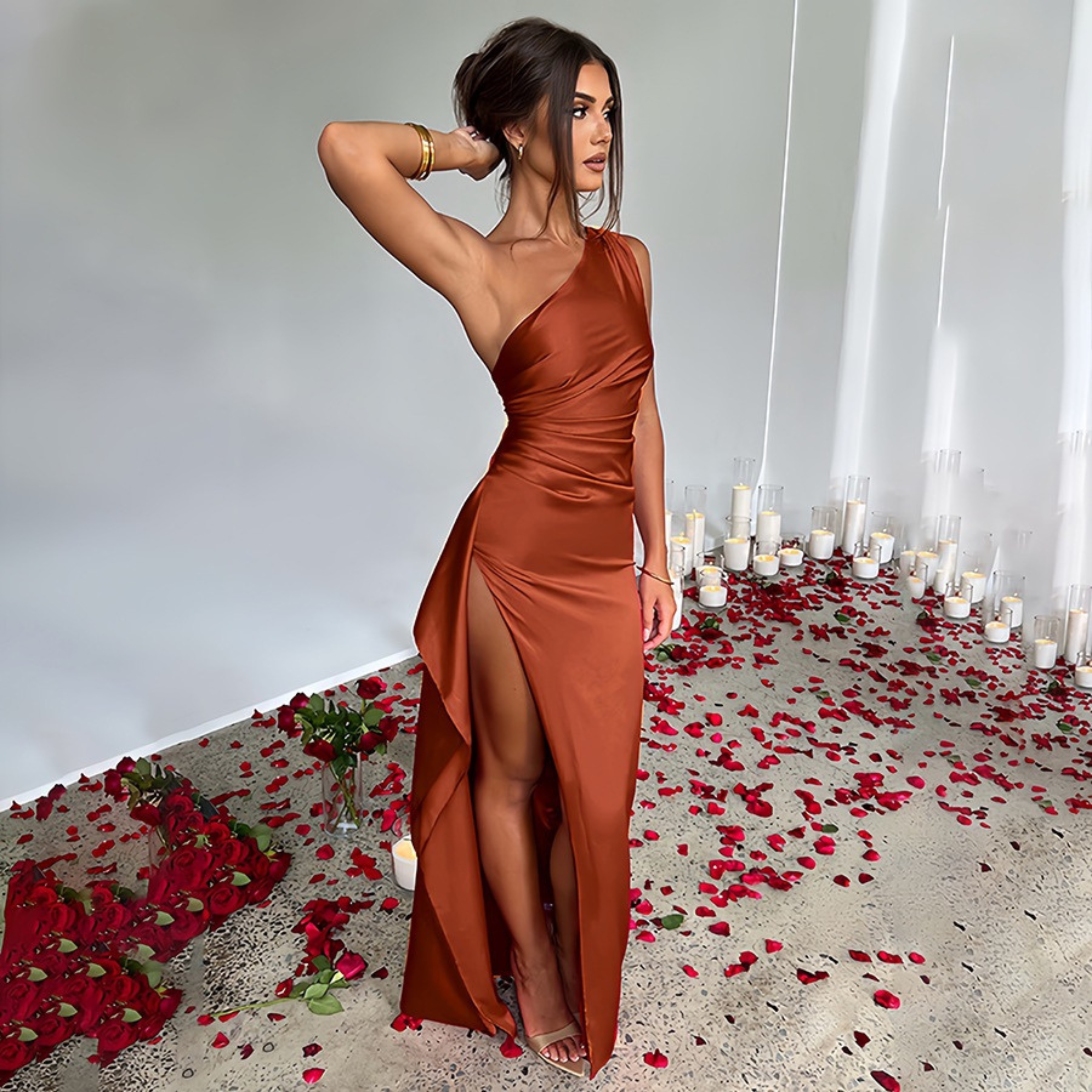 LABESA™ - Elegant One Shoulder High Split Formal Maxi Dress