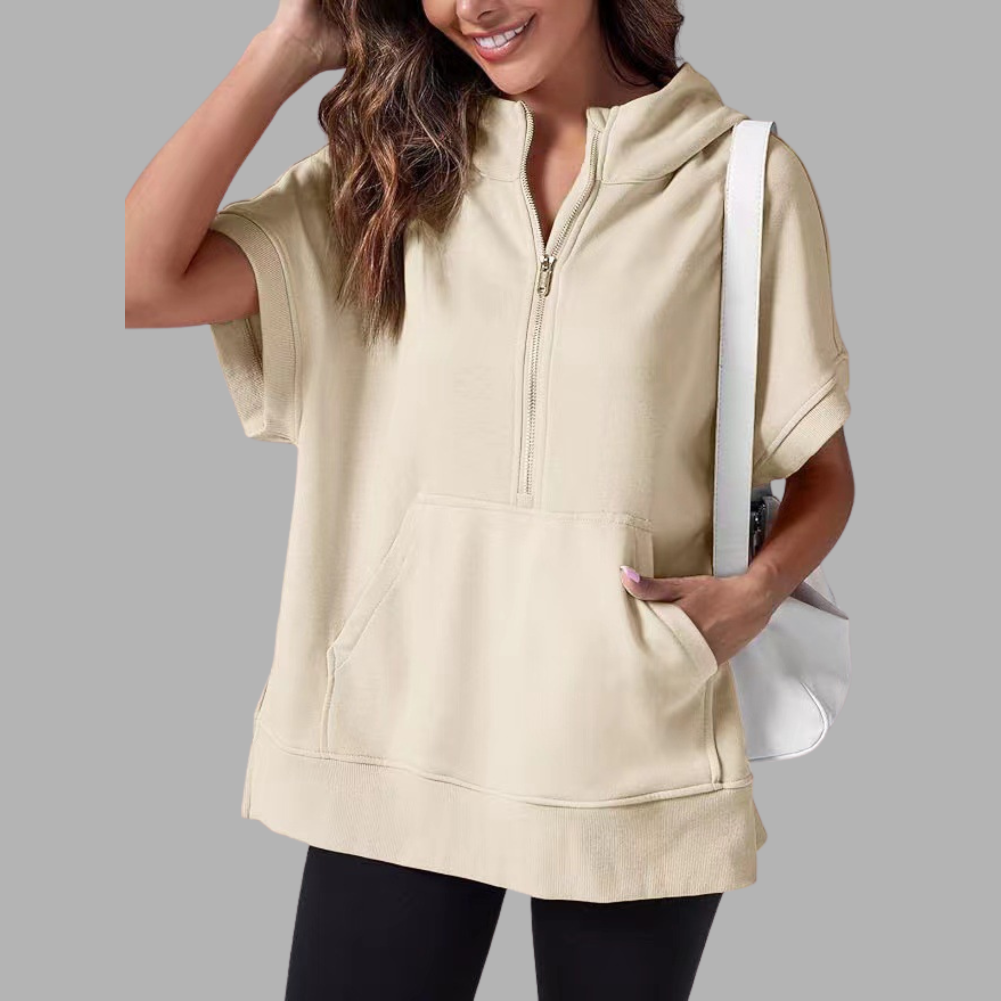 EMERLINDA™ – Relaxed Oversized Half-Zip Summer Hoodie