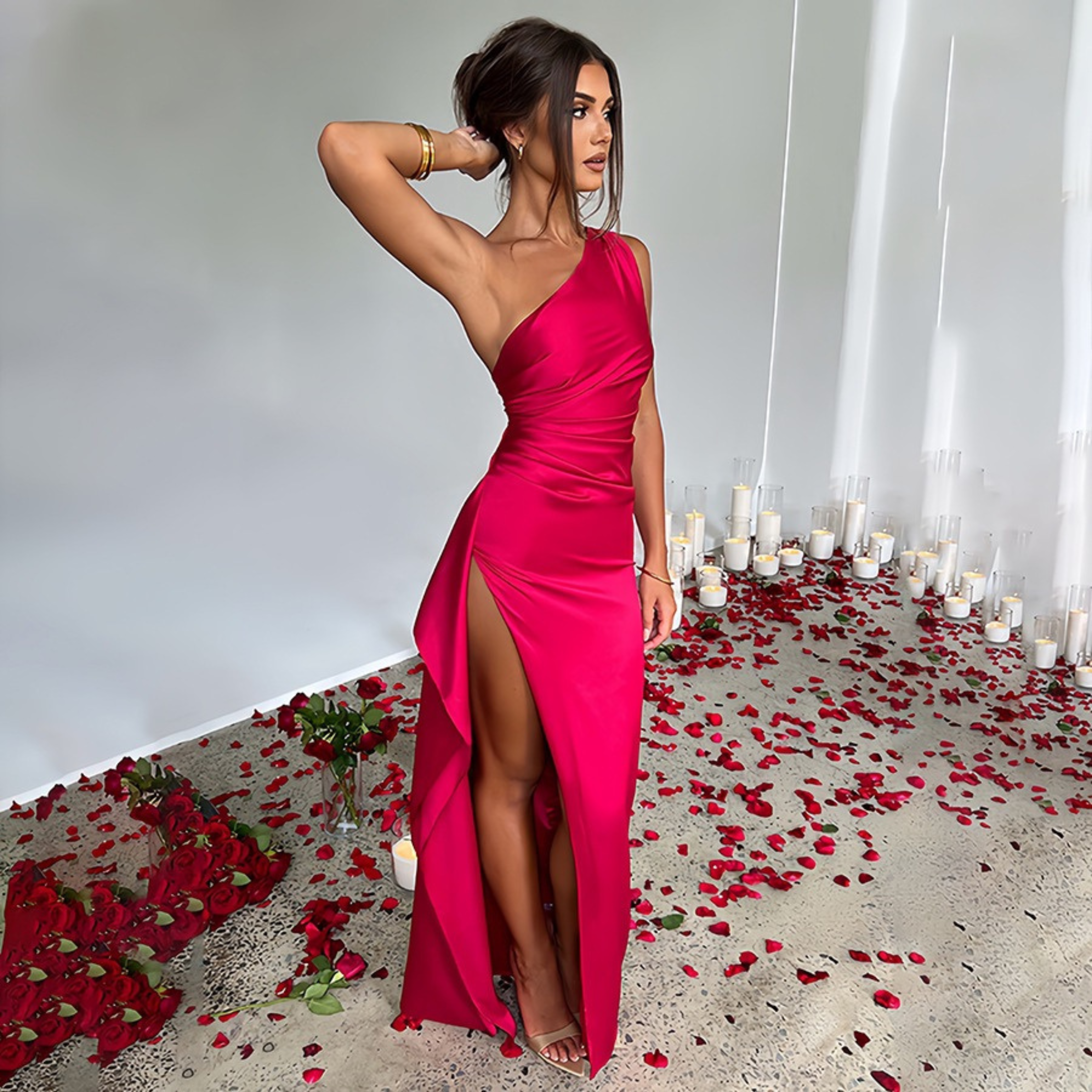 LABESA™ - Elegant One Shoulder High Split Formal Maxi Dress