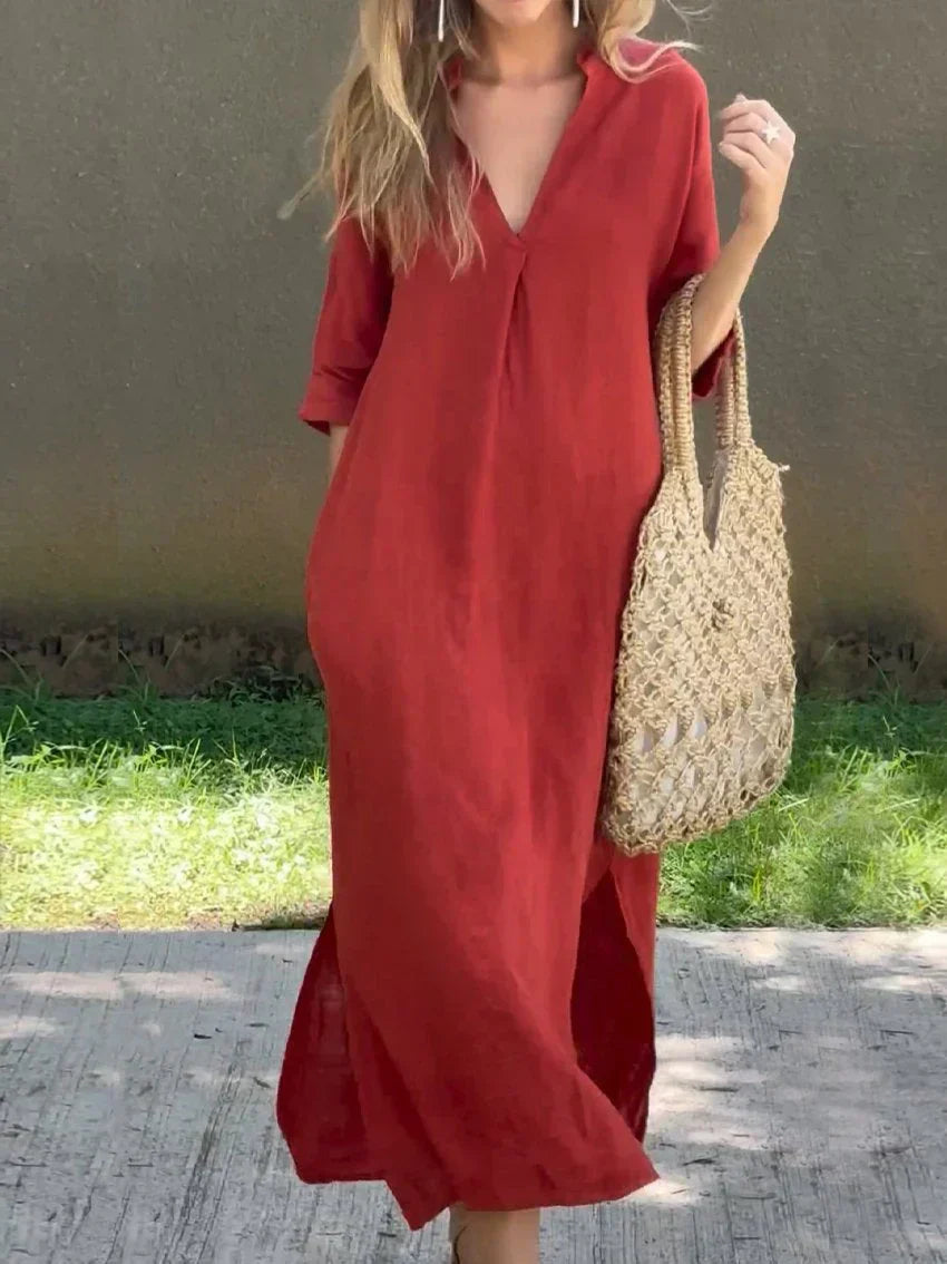 JULIA™ – Classic V-Neck Maxi Dress