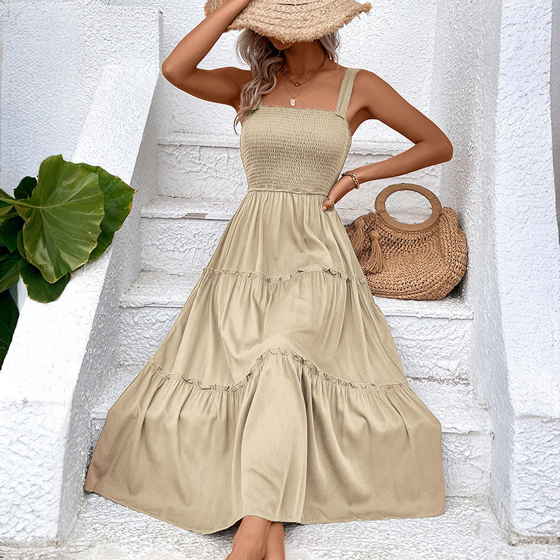 FIORELLE™ – Vintage Frill Hem Shirred Backless Sundress