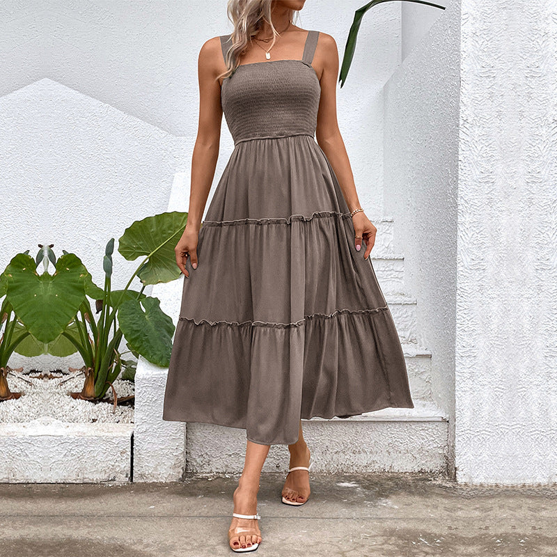 FIORELLE™ – Vintage Frill Hem Shirred Backless Sundress