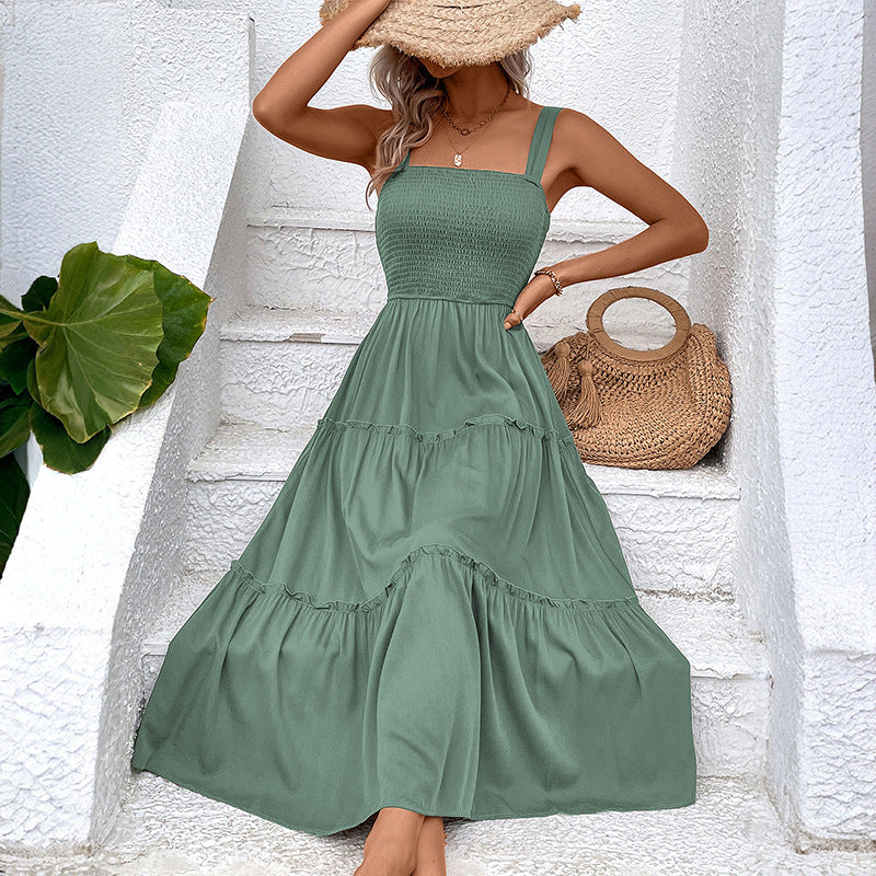 FIORELLE™ – Vintage Frill Hem Shirred Backless Sundress